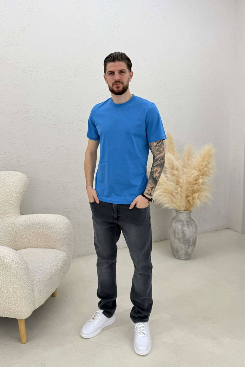 ONE COLOR SIMPLE MEN T-SHIRT LIGHTBLUE/BZ - 3