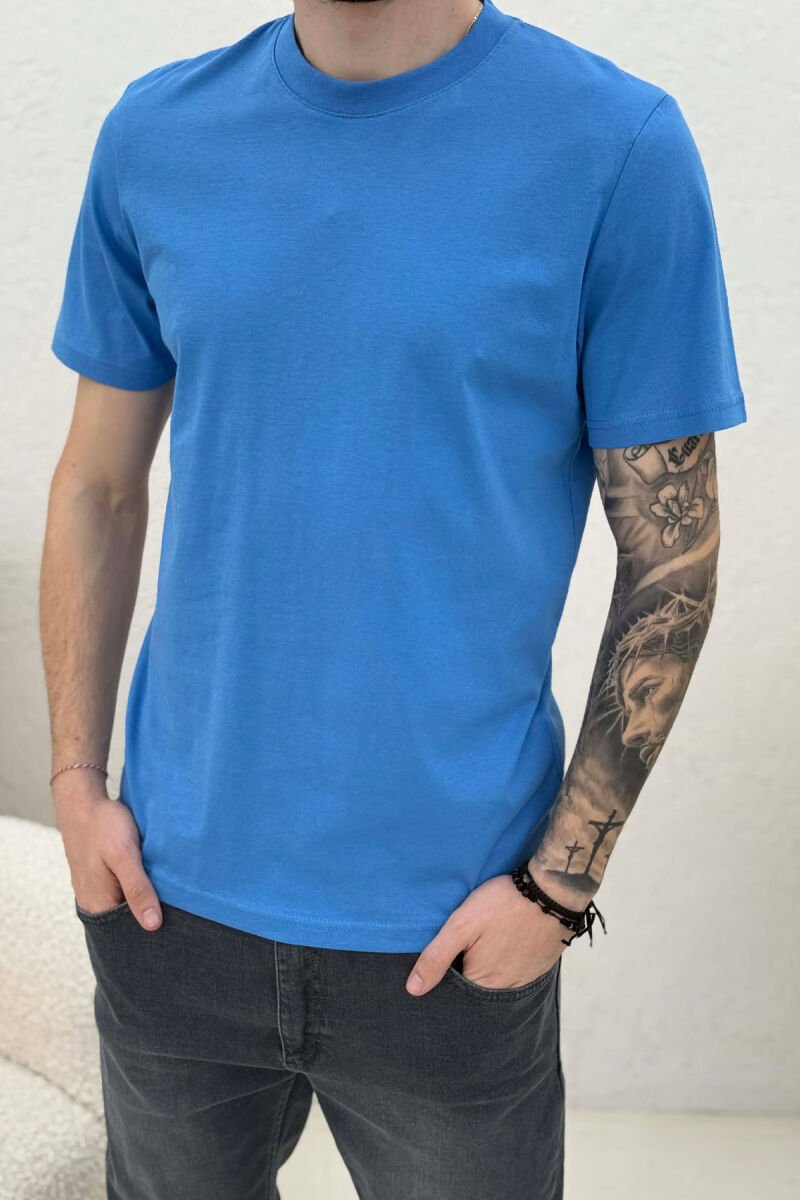 ONE COLOR SIMPLE MEN T-SHIRT LIGHTBLUE/BZ - 4