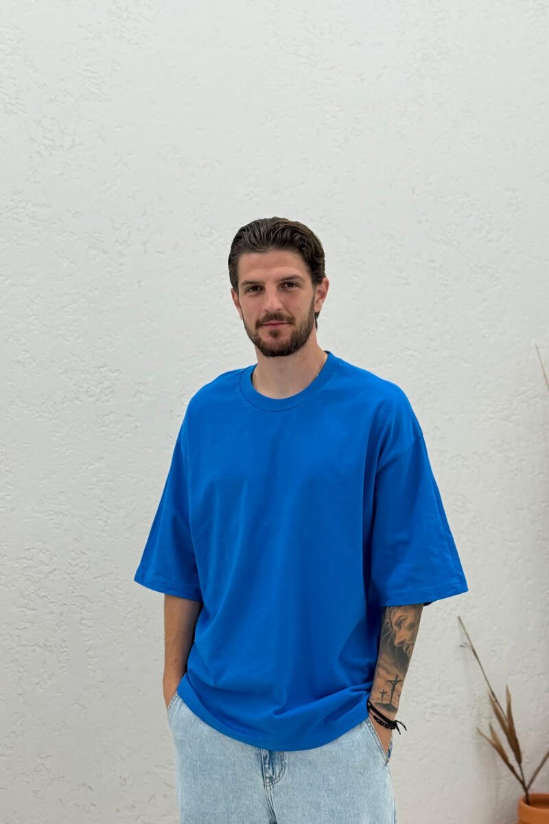 ONE COLOR SIMPLE MEN T-SHIRT LIGHTBLUE/BZ - 1