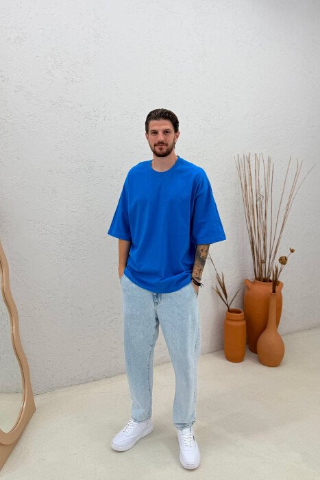 ONE COLOR SIMPLE MEN T-SHIRT LIGHTBLUE/BZ - 3