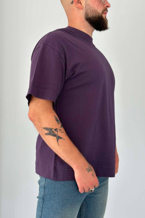 ONE COLOR SIMPLE MEN T-SHIRT PURPLE/LEJLA - 3