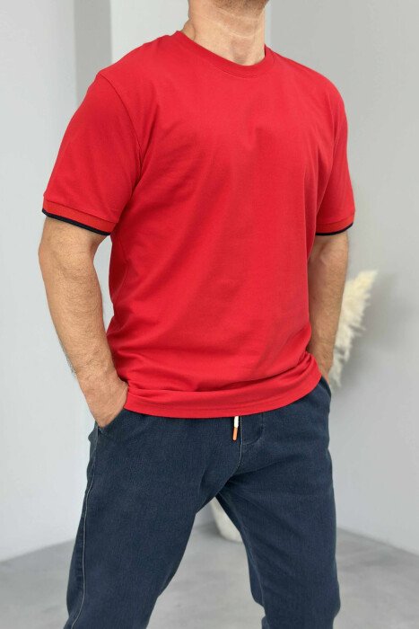 ONE COLOR SIMPLE MEN T-SHIRT RED/E KUQE - 2
