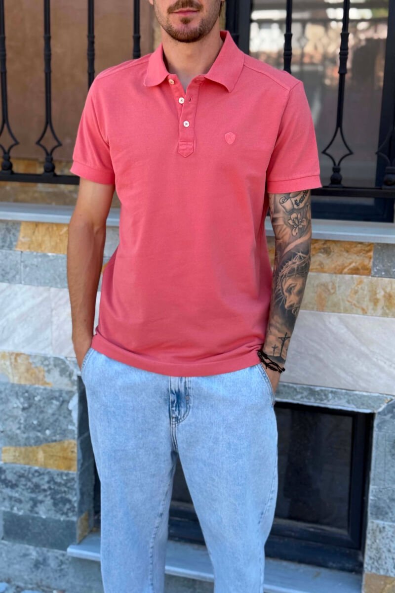 ONE COLOR SIMPLE MEN T-SHIRT SALMON/SALMON - 2