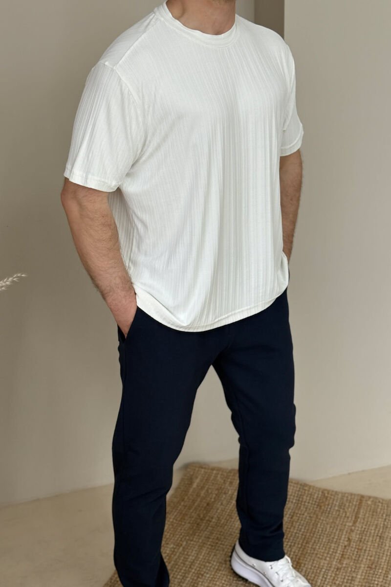 ONE COLOR SIMPLE MEN T-SHIRT WHITE-E BARDHE - 1