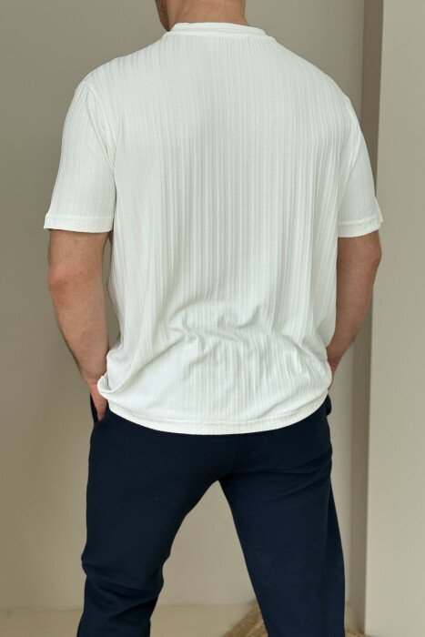 ONE COLOR SIMPLE MEN T-SHIRT WHITE-E BARDHE - 3