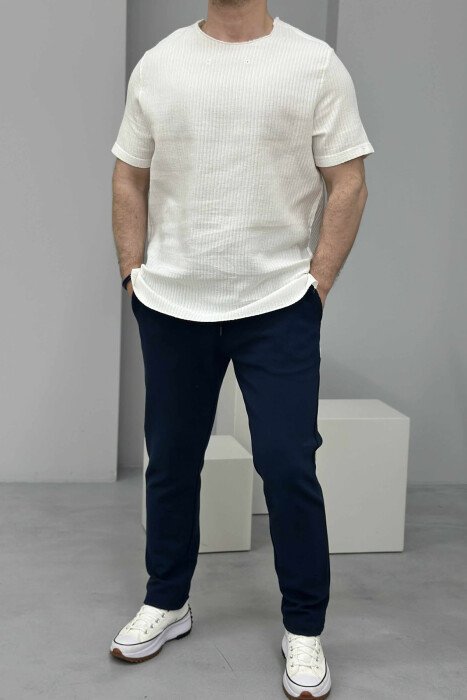 ONE COLOR SIMPLE MEN T-SHIRT WHITE-E BARDHE 
