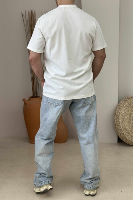 ONE COLOR SIMPLE MEN T-SHIRT WHITE-E BARDHE - 3