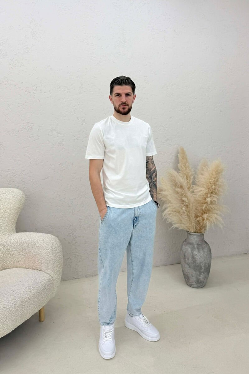 ONE COLOR SIMPLE MEN T-SHIRT WHITE-E BARDHE - 3