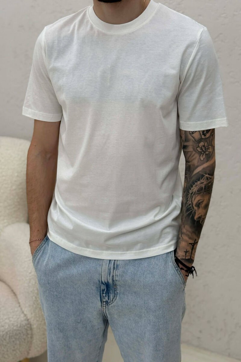 ONE COLOR SIMPLE MEN T-SHIRT WHITE-E BARDHE - 5
