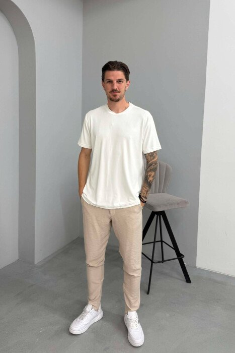 ONE COLOR SIMPLE MEN T-SHIRT WHITE-E BARDHE - 3