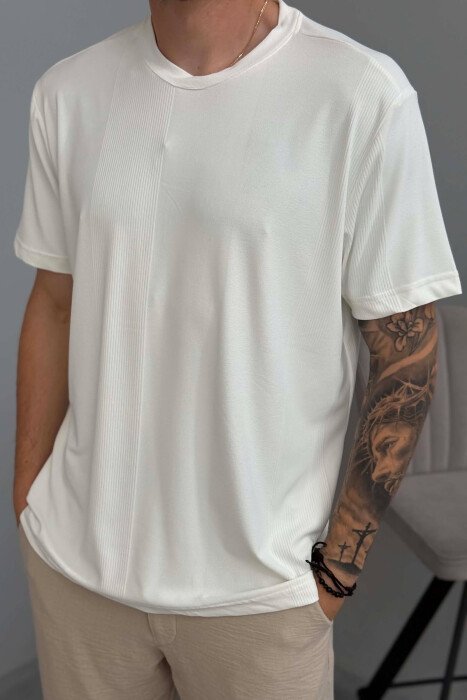 ONE COLOR SIMPLE MEN T-SHIRT WHITE-E BARDHE - 4