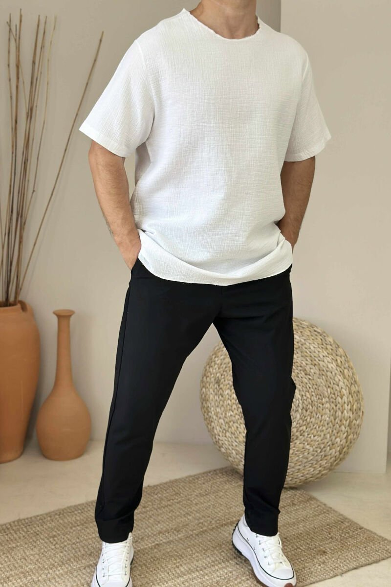 ONE COLOR SIMPLE MEN T-SHIRT WHITE-E BARDHE - 1