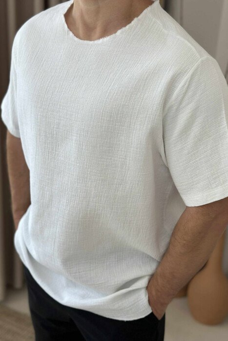 ONE COLOR SIMPLE MEN T-SHIRT WHITE-E BARDHE - 2