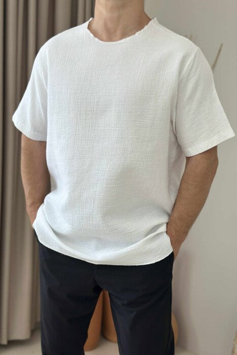 ONE COLOR SIMPLE MEN T-SHIRT WHITE-E BARDHE - 3