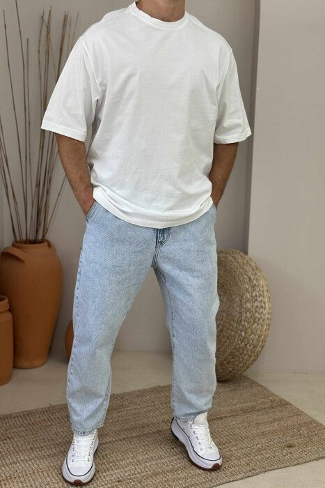 ONE COLOR SIMPLE MEN T-SHIRT WHITE-E BARDHE - 