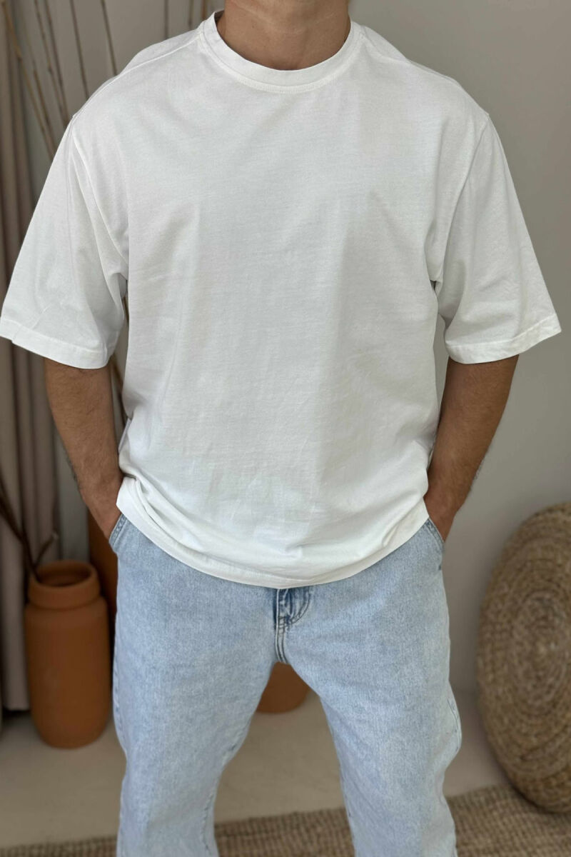 ONE COLOR SIMPLE MEN T-SHIRT WHITE-E BARDHE - 2