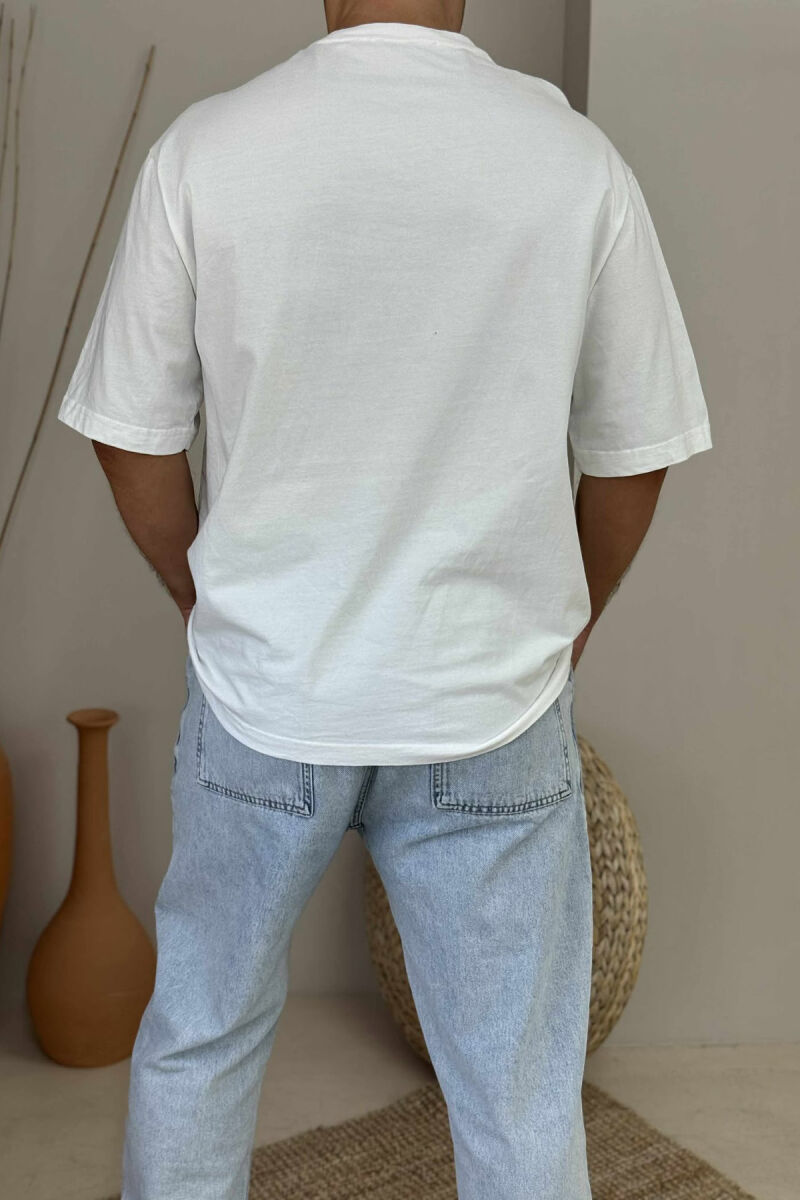 ONE COLOR SIMPLE MEN T-SHIRT WHITE-E BARDHE - 3
