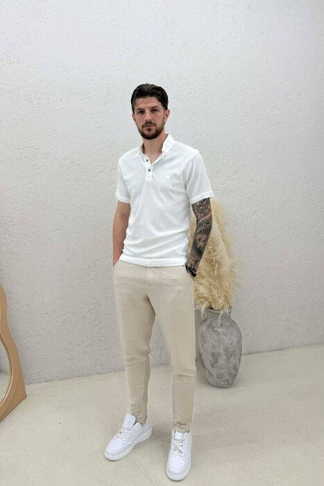 ONE COLOR SIMPLE MEN T-SHIRT WHITE-E BARDHE - 3