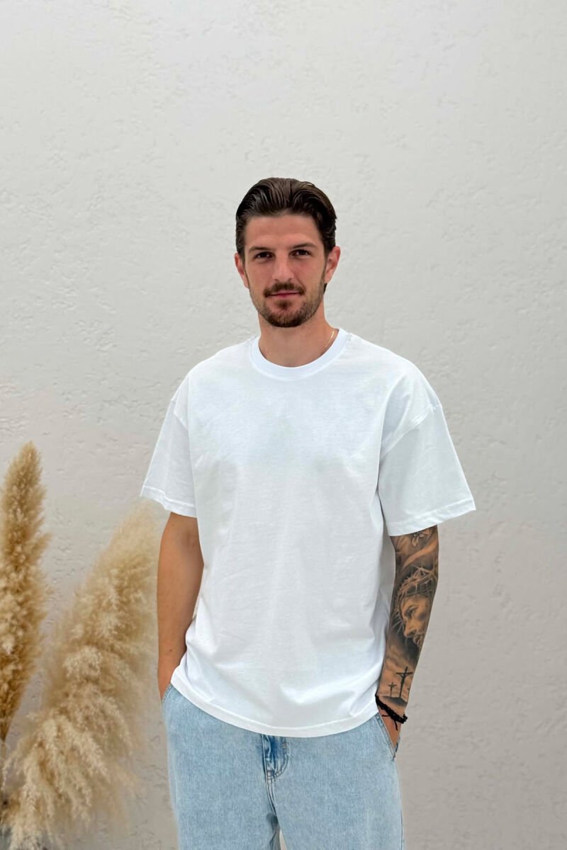 ONE COLOR SIMPLE MEN T-SHIRT WHITE-E BARDHE - 1