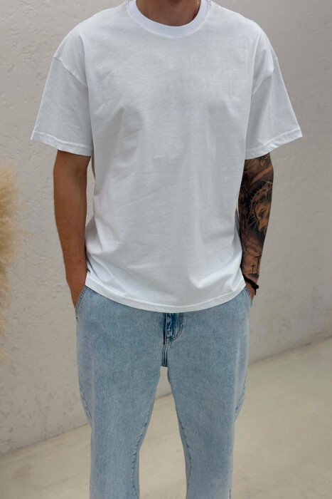 ONE COLOR SIMPLE MEN T-SHIRT WHITE-E BARDHE - 2