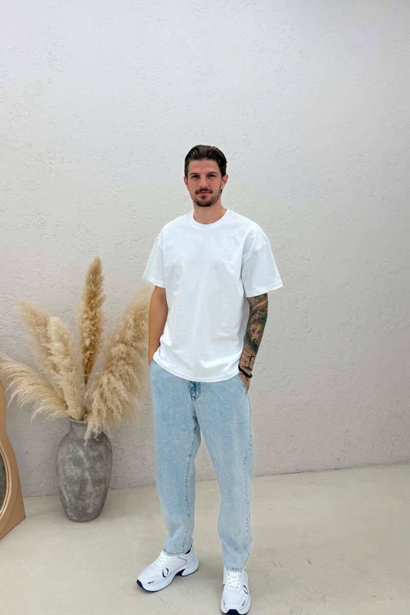 ONE COLOR SIMPLE MEN T-SHIRT WHITE-E BARDHE - 3