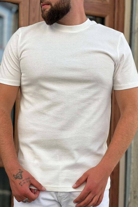 ONE COLOR SIMPLE MEN T-SHIRT WHITE-E BARDHE - KLAUDIO FASHION
