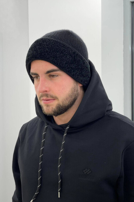 ONE COLOR SIMPLE MEN WINTER HOOD BLACK/ E ZEZE - KLAUDIO FASHION