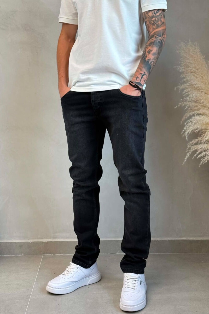 ONE COLOR SIMPLE REGULAR MEN JEANS BLACK/ E ZEZE - 3