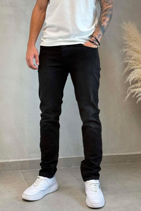 ONE COLOR SIMPLE REGULAR MEN JEANS BLACK/ E ZEZE - 4