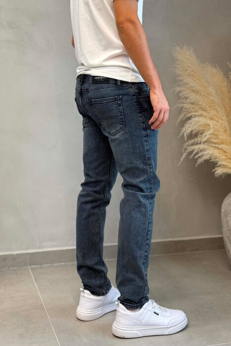 ONE COLOR SIMPLE REGULAR MEN JEANS DARK BLUE/BEE - 2