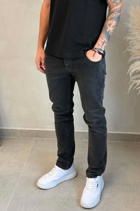 ONE COLOR SIMPLE REGULAR MEN JEANS DARK GREY/GEE - 2