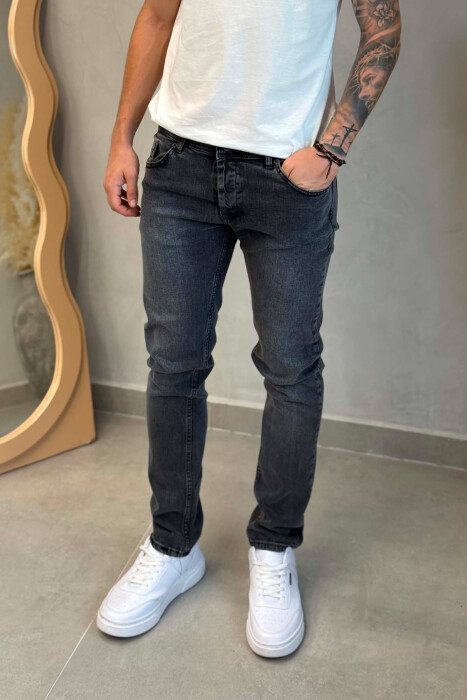 ONE COLOR SIMPLE REGULAR MEN JEANS DARK GREY/GEE - 2