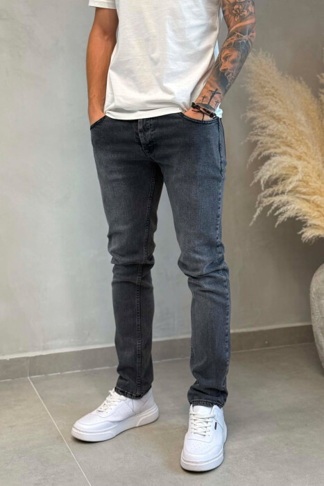 ONE COLOR SIMPLE REGULAR MEN JEANS DARK GREY/GEE - 4