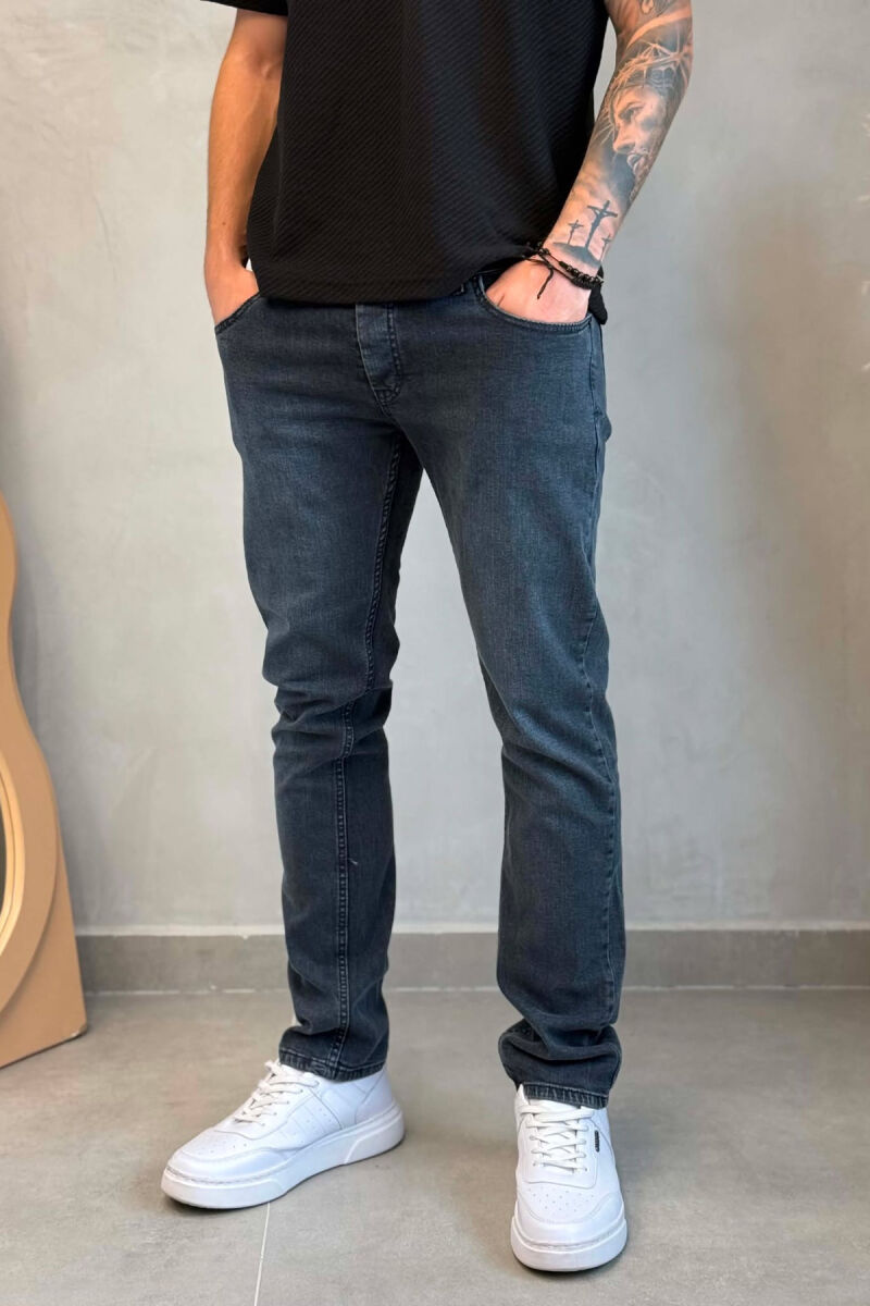 ONE COLOR SIMPLE REGULAR MEN JEANS DARK GREY/GEE - 4