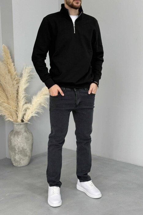 ONE COLOR SIMPLE REGULAR MEN JEANS DARK GREY/GEE - KLAUDIO FASHION