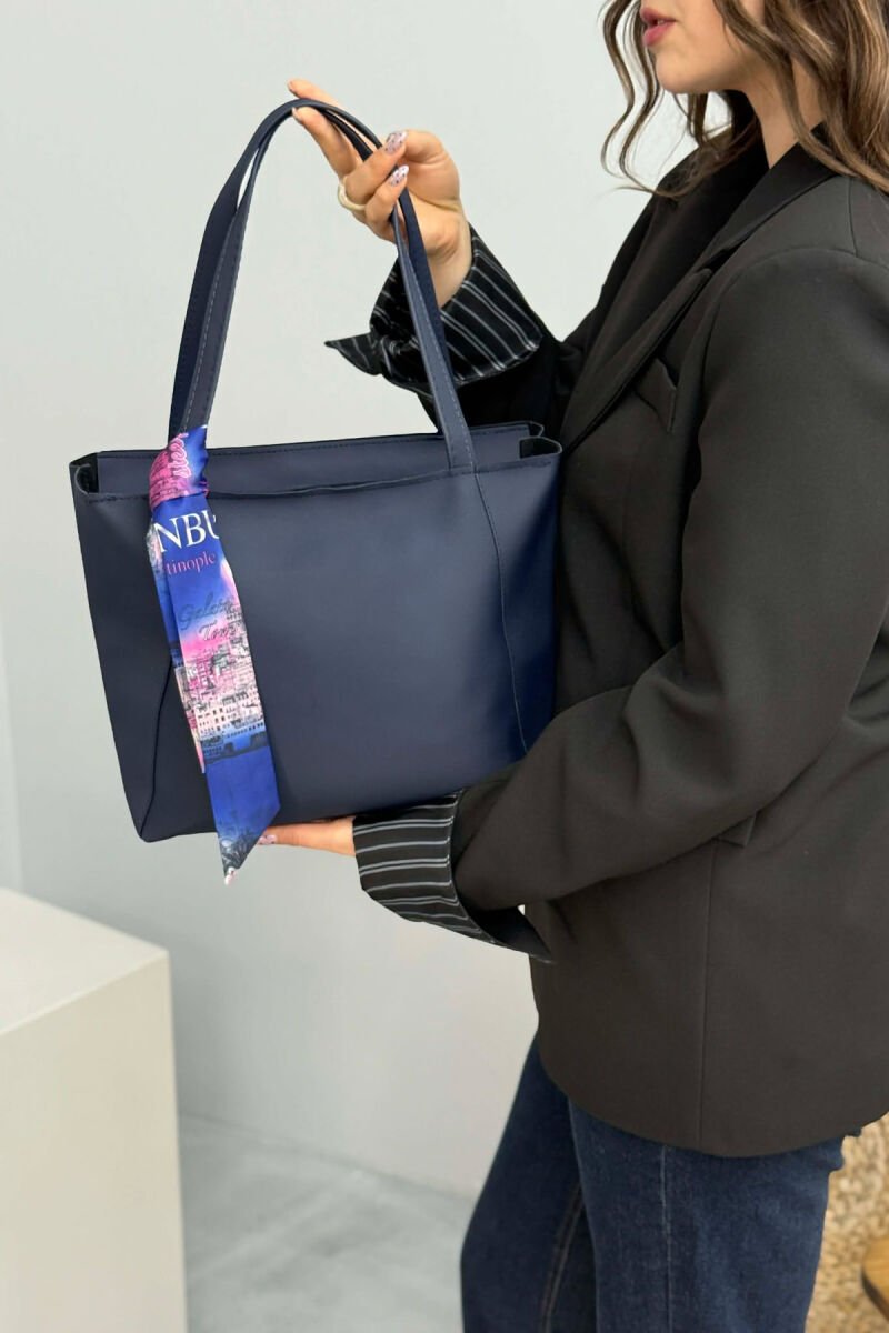 ONE COLOR SIMPLE SCARF DETAIL WOMEN BAG BLUE/BLU - 1