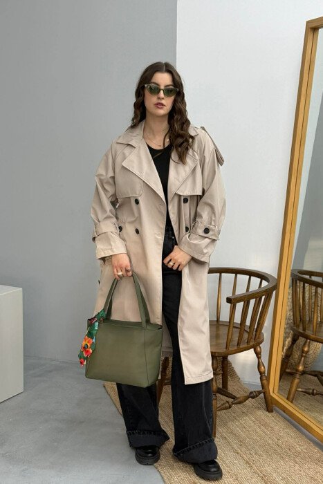 ONE COLOR SIMPLE SCARF DETAIL WOMEN BAG GREEN/JESHILE - 5