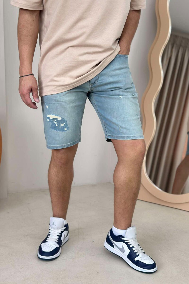 ONE COLOR SIMPLE SCRATCHES MEN SHORT PANTS LIGHTBLUE/BZ - 1