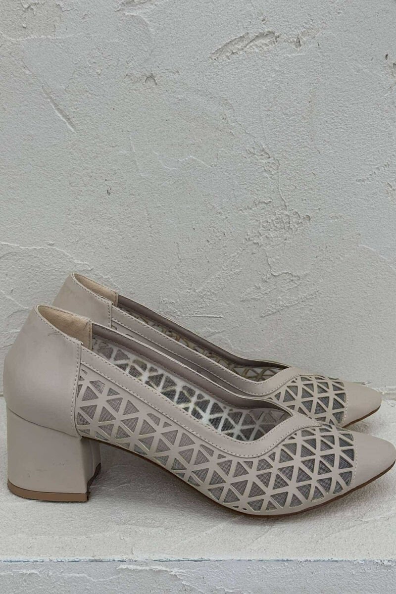 ONE COLOR SIMPLE SEMI HEEL WOMEN SHOES BEIGE/BEZHE - 5