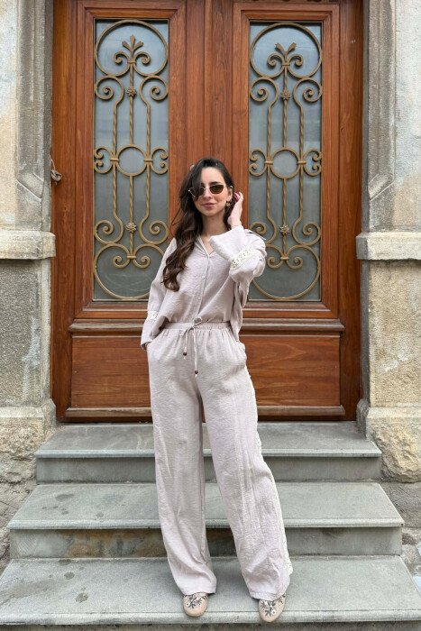 SET KEMISHE+TUTA PER FEMRA NE NGJYRE BEZHE - KLAUDIO FASHION