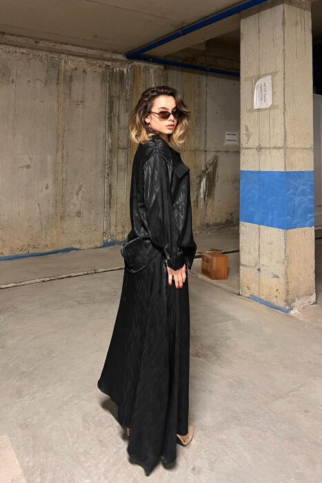 ONE COLOR SIMPLE SHIRT+SKIRT WOMEN SET BLACK/ E ZEZE - 3