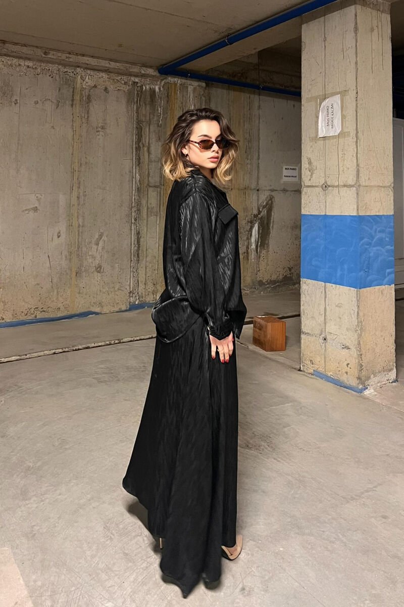 ONE COLOR SIMPLE SHIRT+SKIRT WOMEN SET BLACK/ E ZEZE - 3