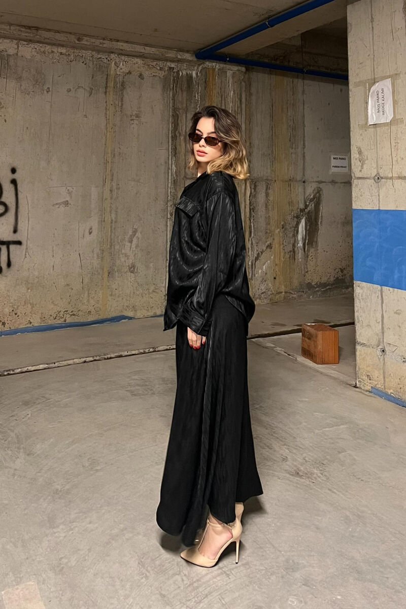 ONE COLOR SIMPLE SHIRT+SKIRT WOMEN SET BLACK/ E ZEZE - 4