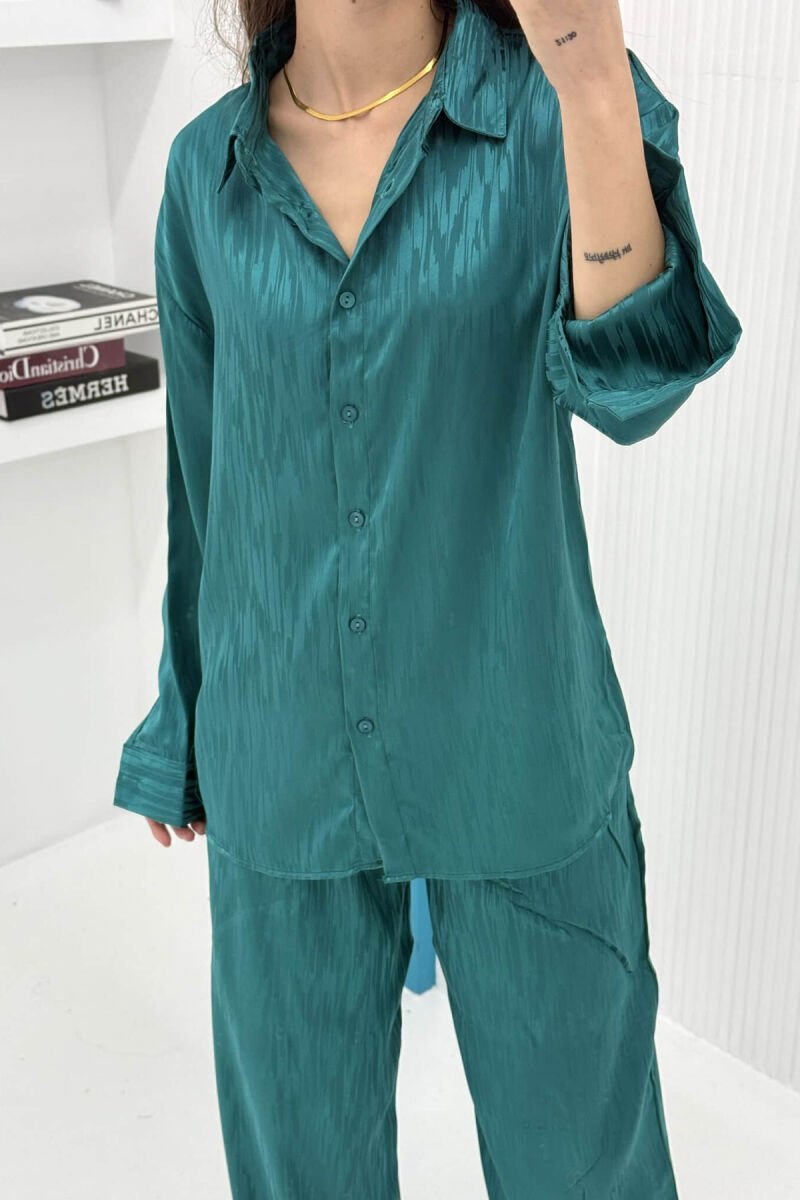 ONE COLOR SIMPLE SHIRT+TROUSERS WOMEN SET BLUE STONE/GK - 2