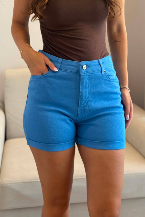ONE COLOR SIMPLE SHORT WOMAN JEANS BLUE/BLU - 3