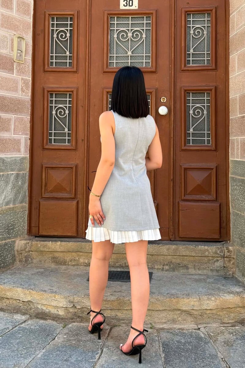 ONE COLOR SIMPLE SLEEVELESS WOMEN DRESS LIGHT GREY/GZ - 5