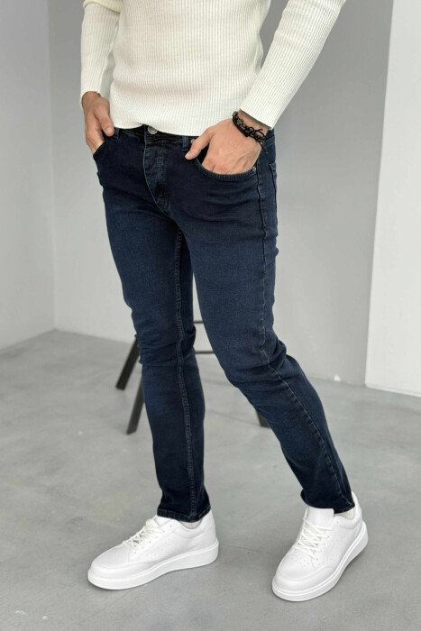 XHINSE TË THJESHTA NJË NGJYRËSHE PËR MESHKUJ NË NGJYRË BLU TË ERRËT - KLAUDIO FASHION