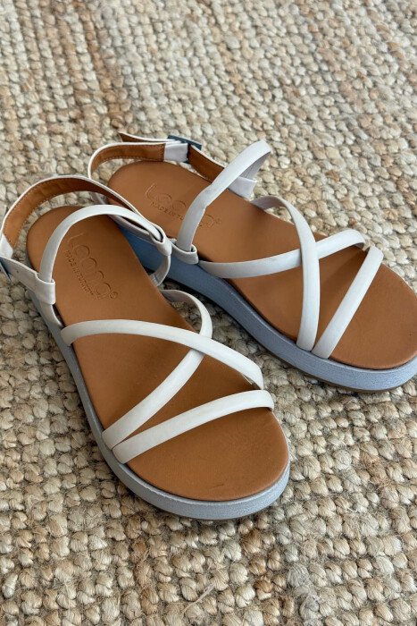 ONE COLOR SIMPLE STRAP WOMEN SANDALS CREAM/KREM - 1