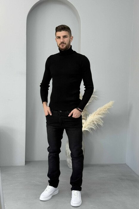 ONE COLOR SIMPLE STRETCHY MEN JEANS BLACK/ E ZEZE - 2