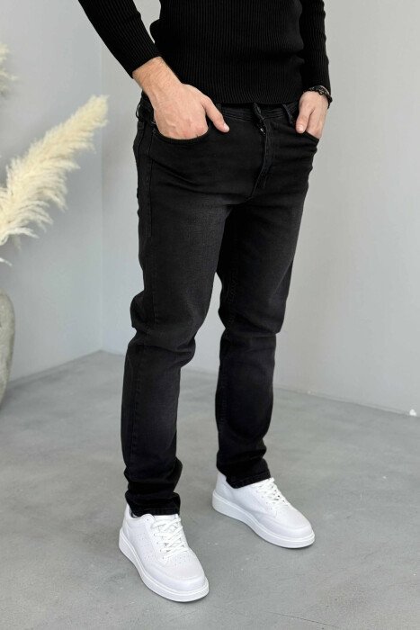 XHINSE TË THJESHTA NJË NGJYRËSHE ME ELASTICITET PËR MESHKUJ NË NGJYRË TË ZEZË - KLAUDIO FASHION